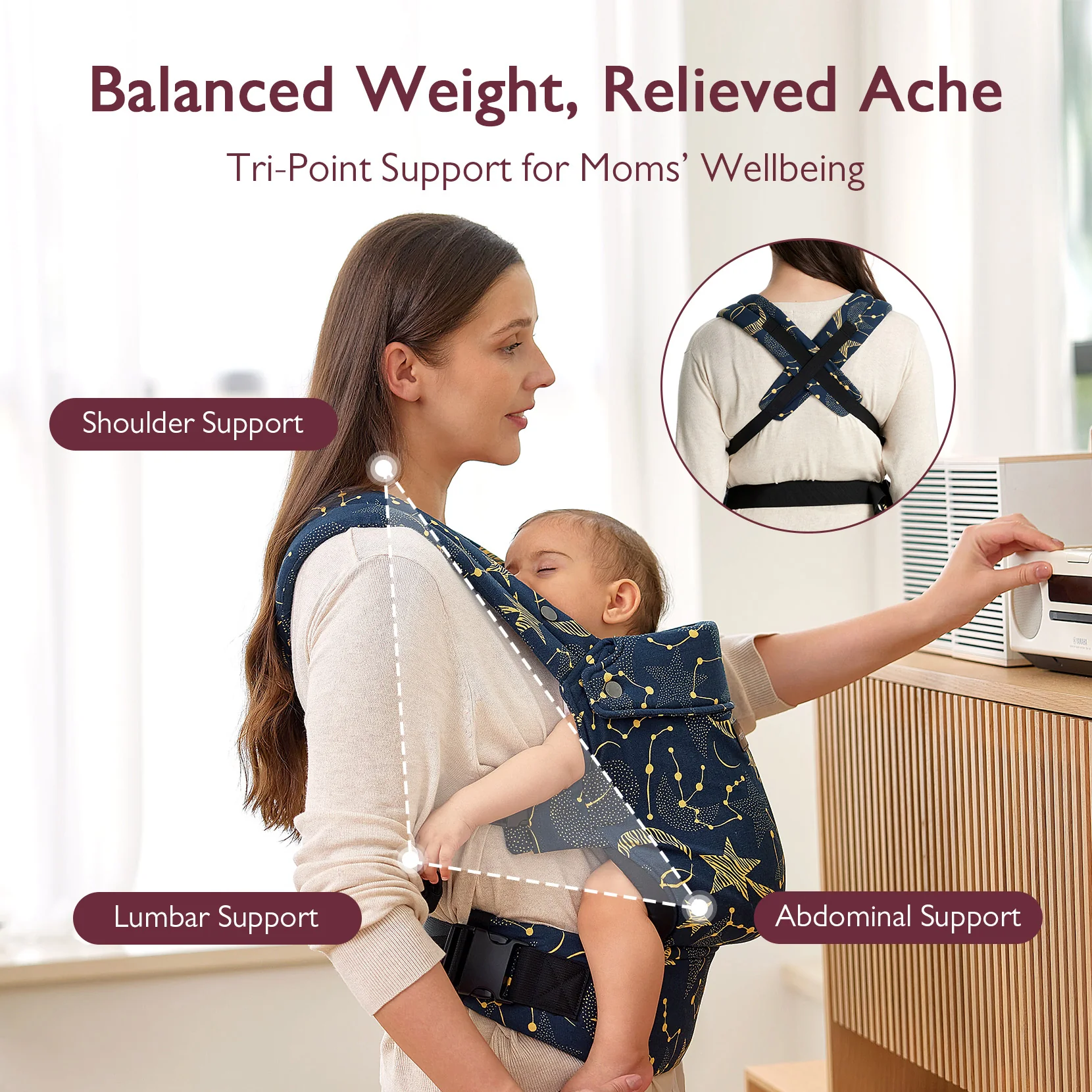 Momcozy PureHug Babytrage – Farbe Sternennacht  - Image 4