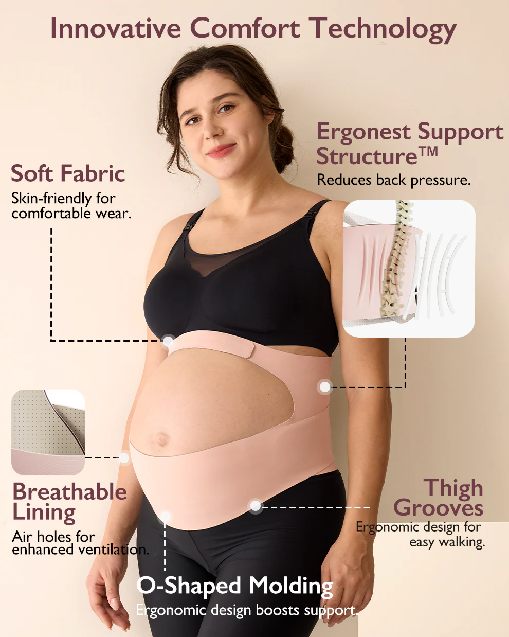 Ergonest Maternity Belly Band & High Waist Pregnancy Underwear &  Pregnancy Wedge Pillows Bundle - Image 2