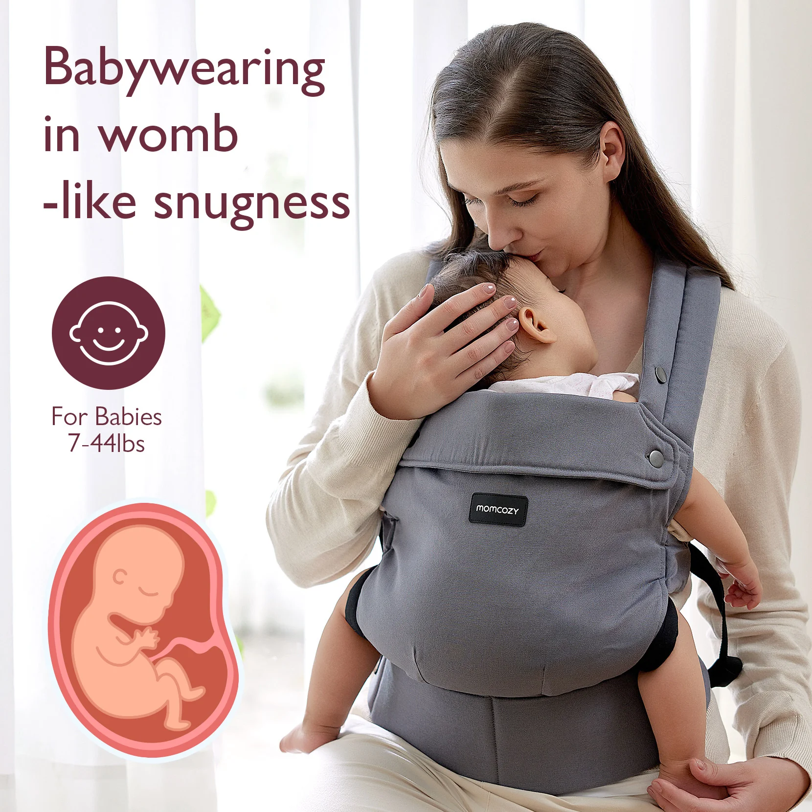 Momcozy PureHug Babytrage  – Farbe Grau - Image 3