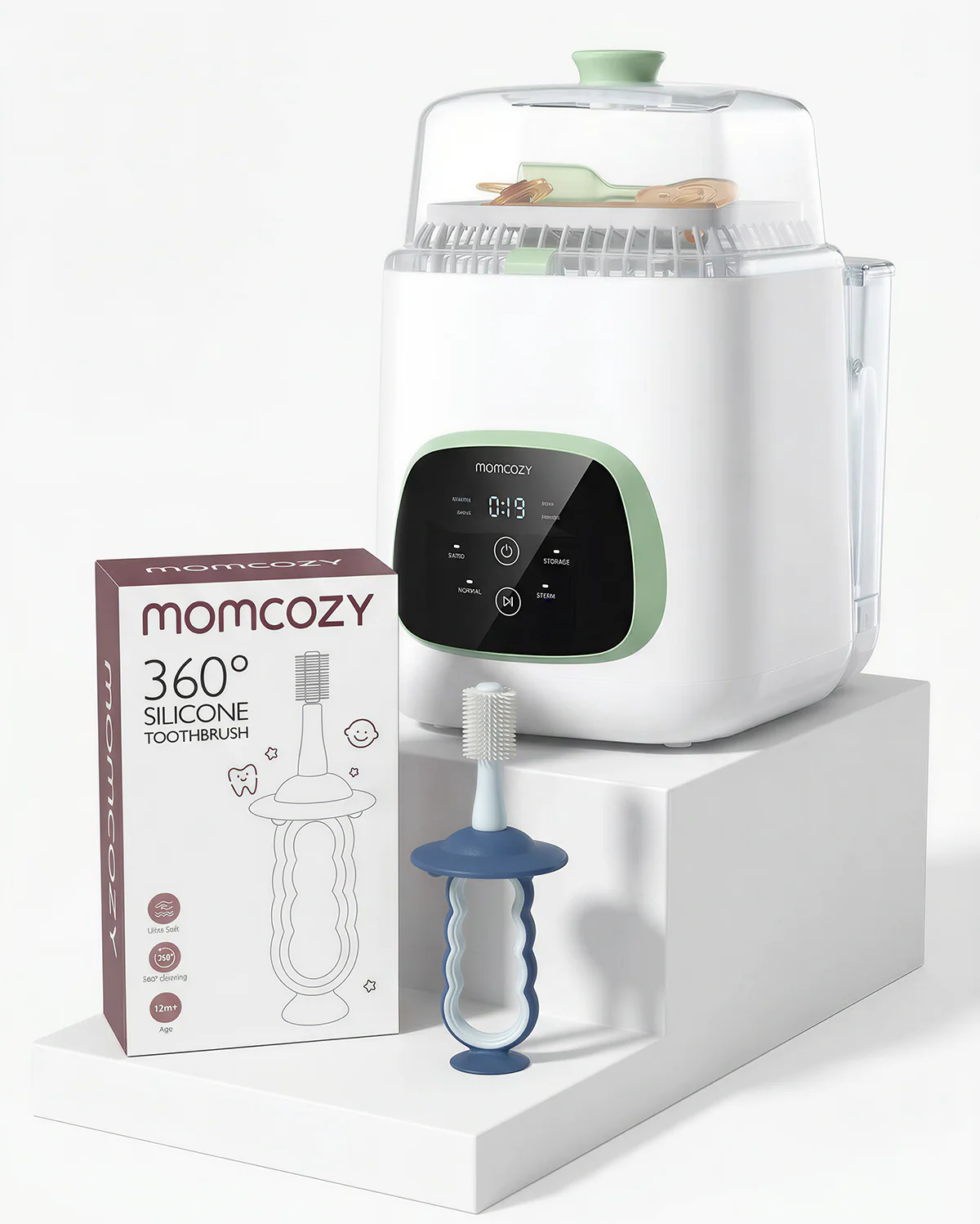 Momcozy Innovatives Flaschenbürsten-Set mit Push-Press-Design
