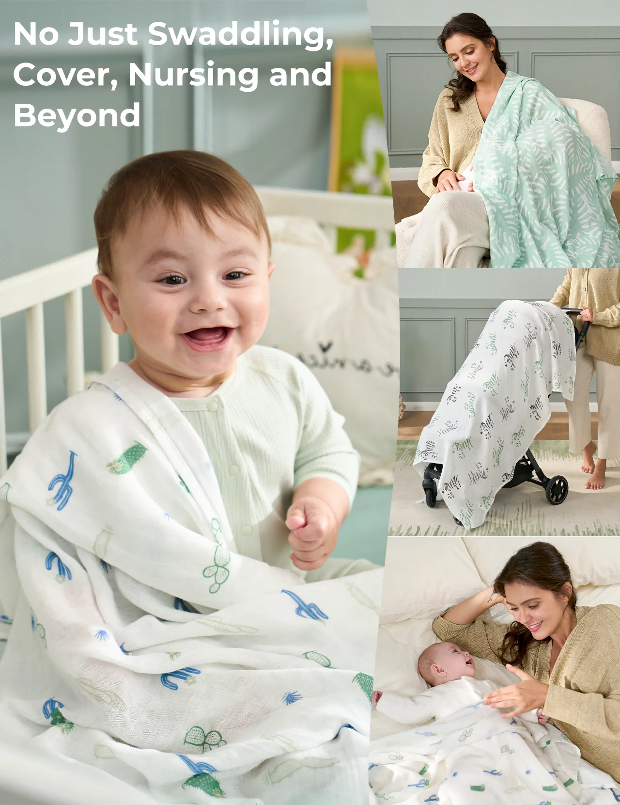 Momcozy Weichheit Swaddle Decken - Lila Blume (2 Pack) - Image 3