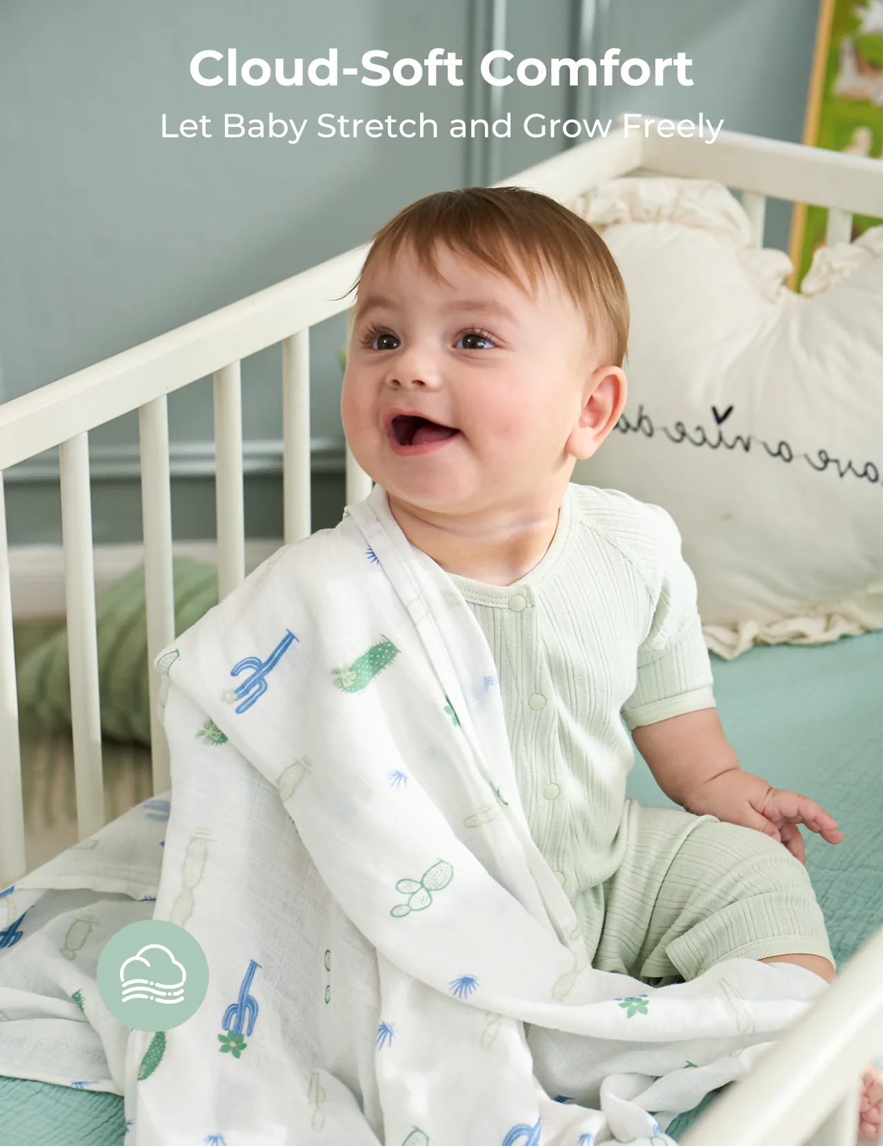 Momcozy Weichheit Swaddle Decken - Lila Blume (2 Pack) - Image 4