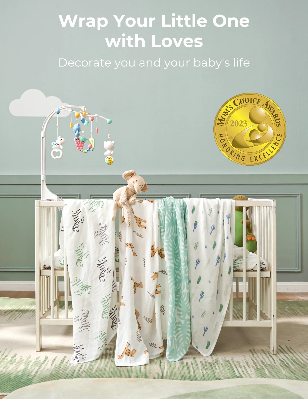 Momcozy Weichheit Swaddle Decken - Lila Blume (2 Pack) - Image 7