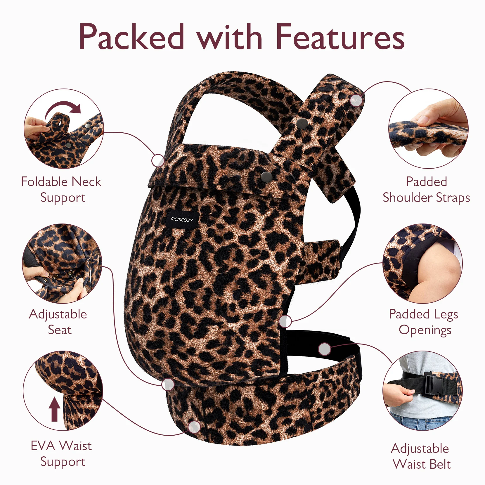 Momcozy PureHug Babytrage – Farbe Leopardenmuster - Image 5