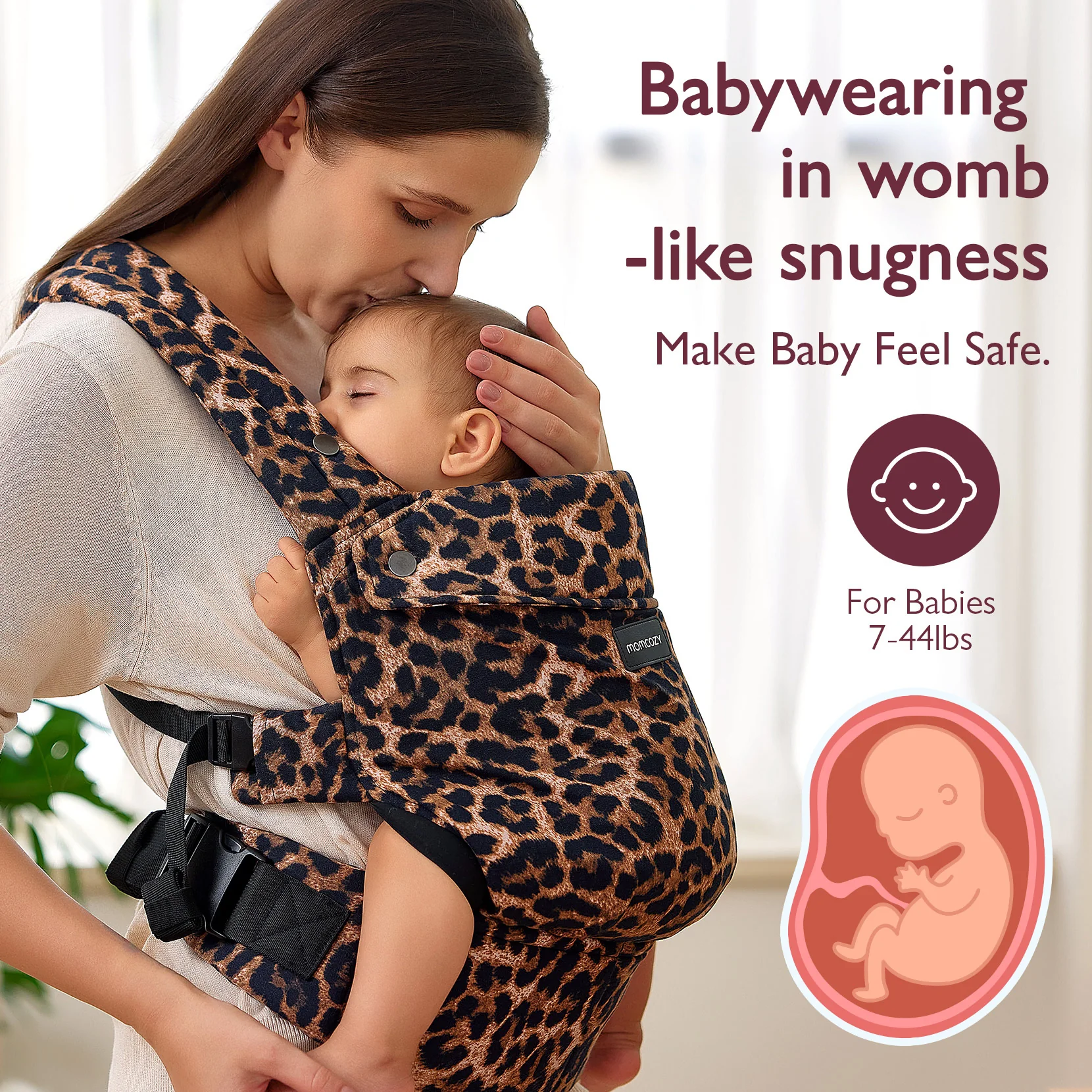 Momcozy PureHug Babytrage – Farbe Leopardenmuster - Image 3