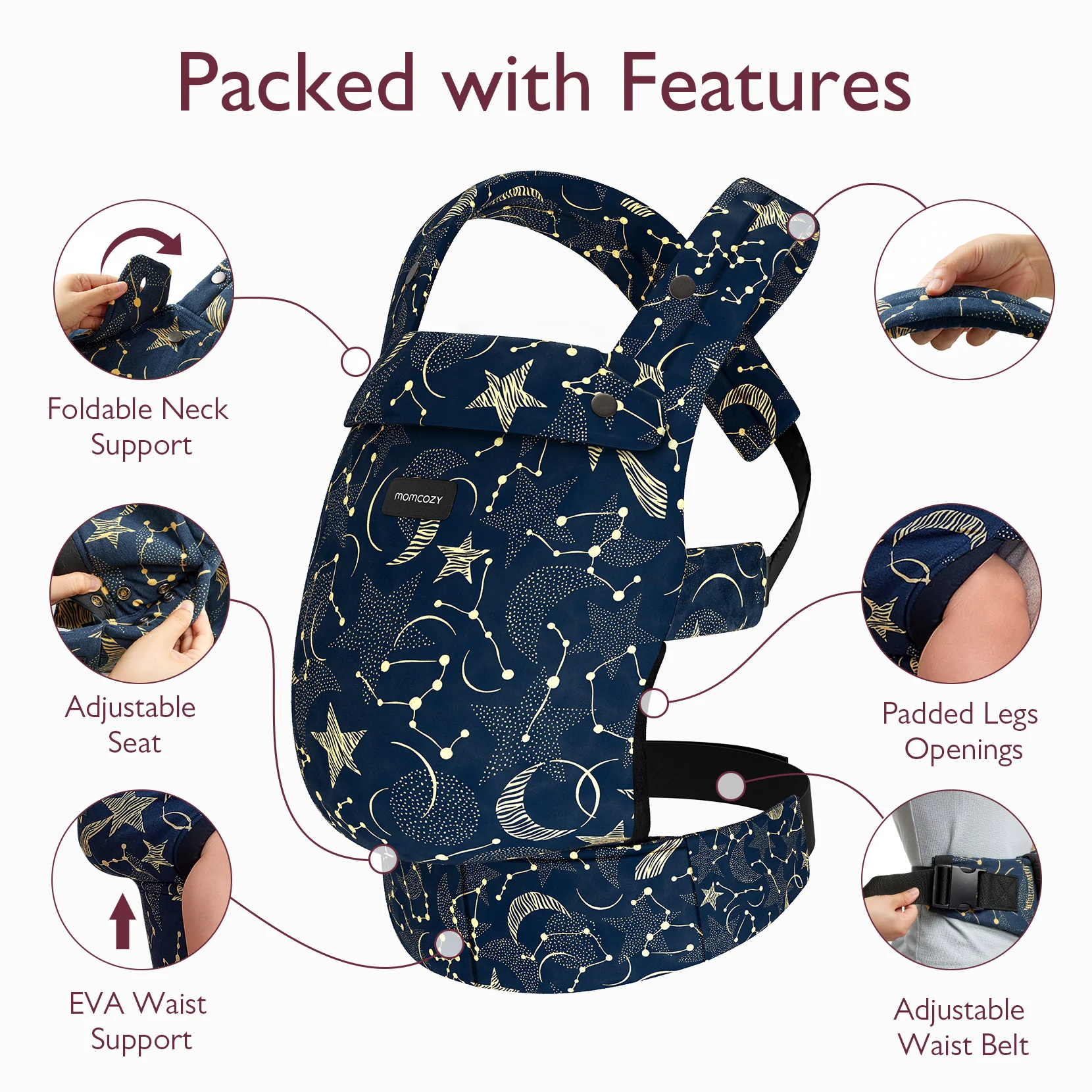 Momcozy PureHug Babytrage – Farbe Sternennacht  - Image 3