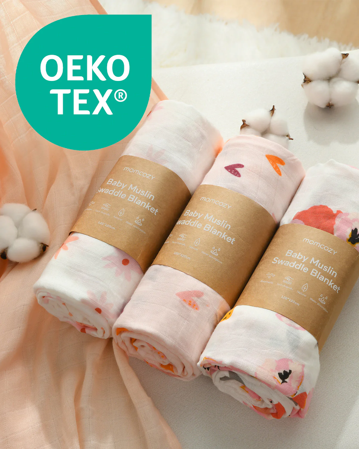 Mamazy Musselin Swaddle Baby Decken, 4 Pack - Image 52