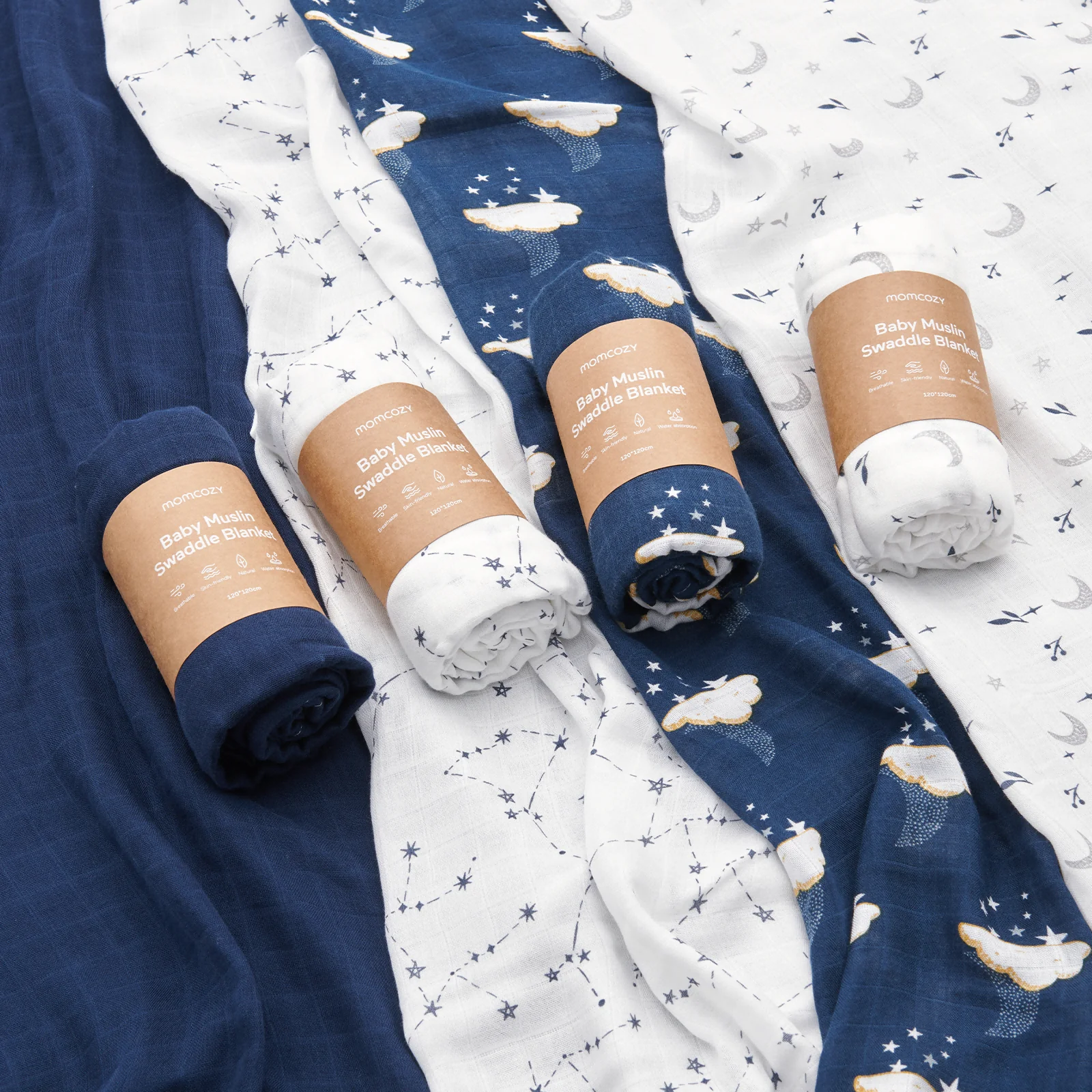 Momcozy Weichheit Swaddle Decken - Lila Blume (2 Pack) - Image 6