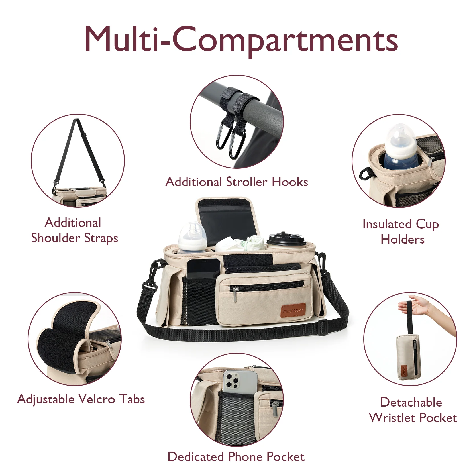 Momcozy Kinderwagenorganizer - All-in-One-Becherhalter & Haustierkinderwagen - Image 3