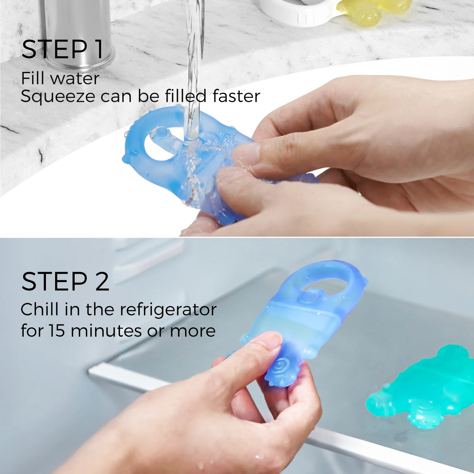 Momcozy Water Fillable Teether (Blue and Yellow 2 Pcs) - Image 7