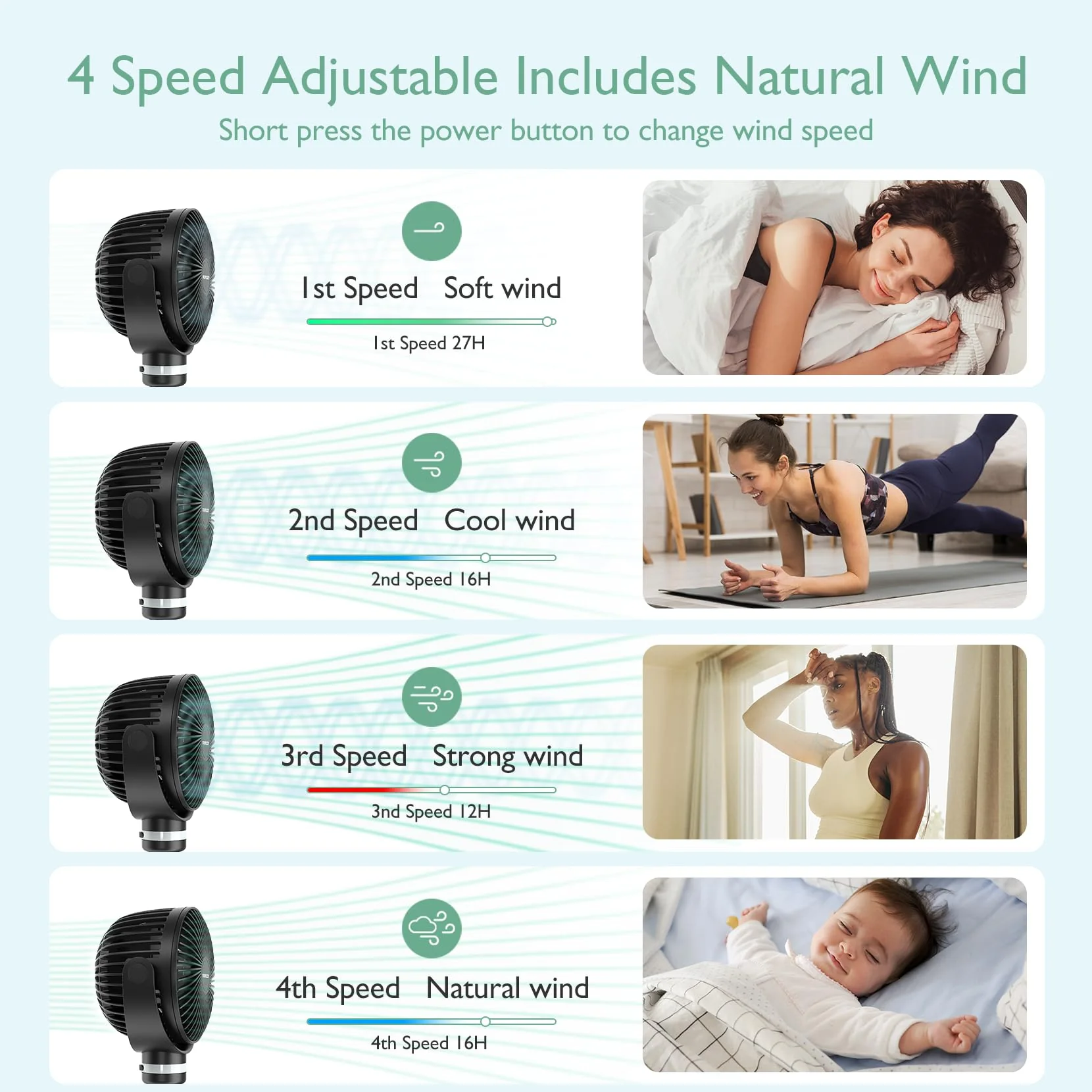 Wiederaufladbarer USB-Handventilator für die Reise - Image 10