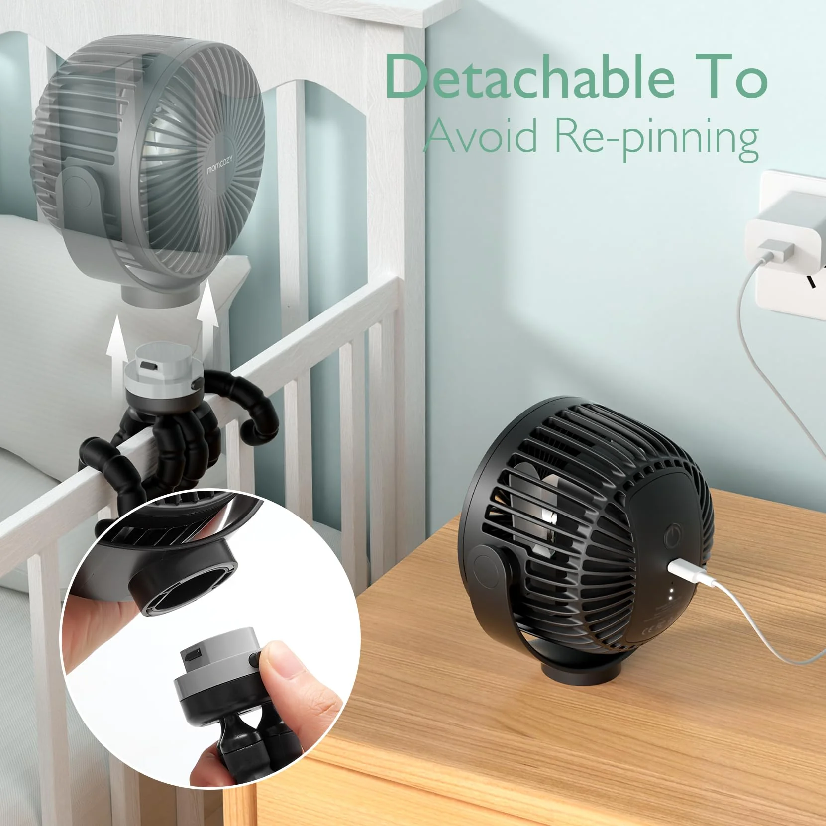 Wiederaufladbarer USB-Handventilator für die Reise - Image 11