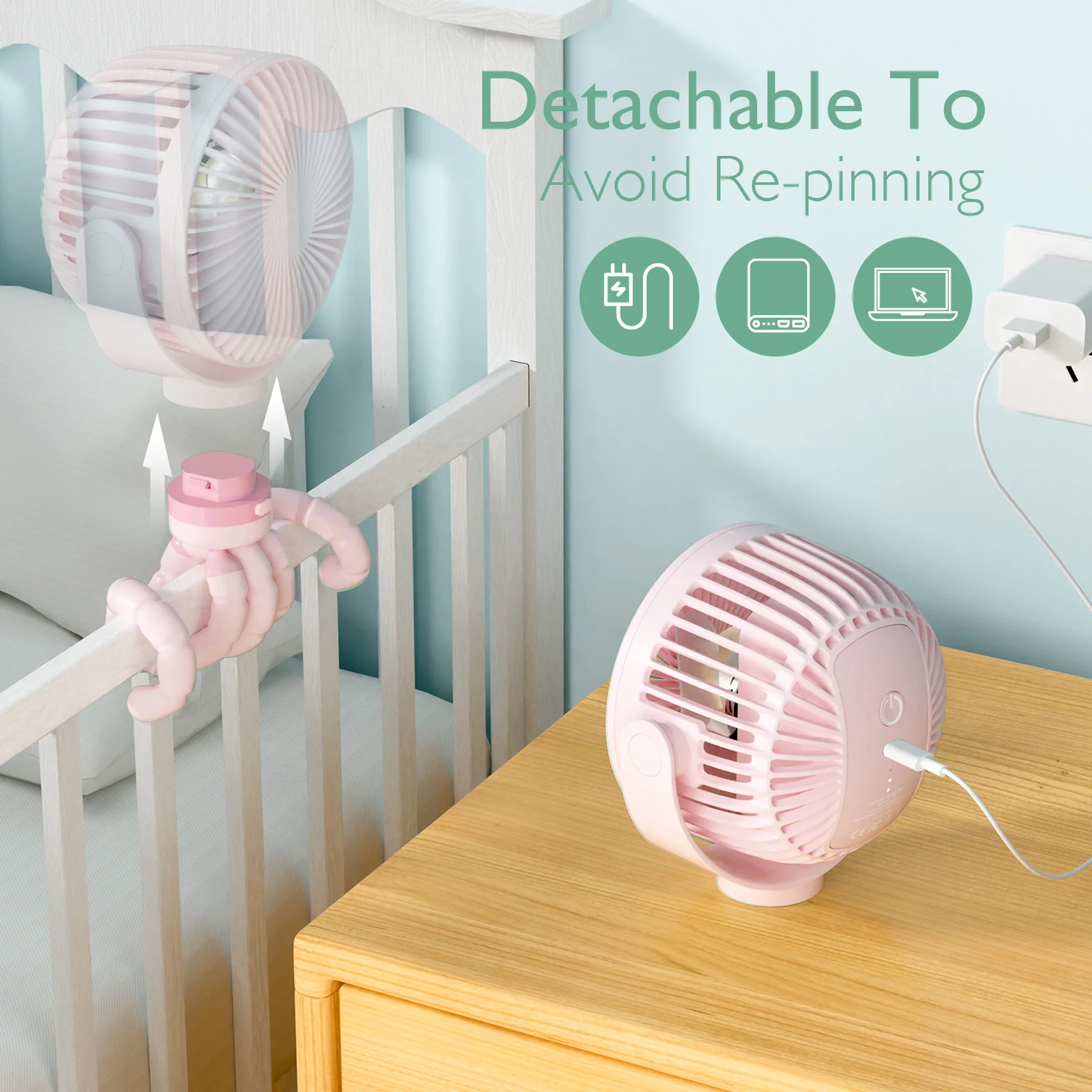 Wiederaufladbarer USB-Handventilator für die Reise - Image 28