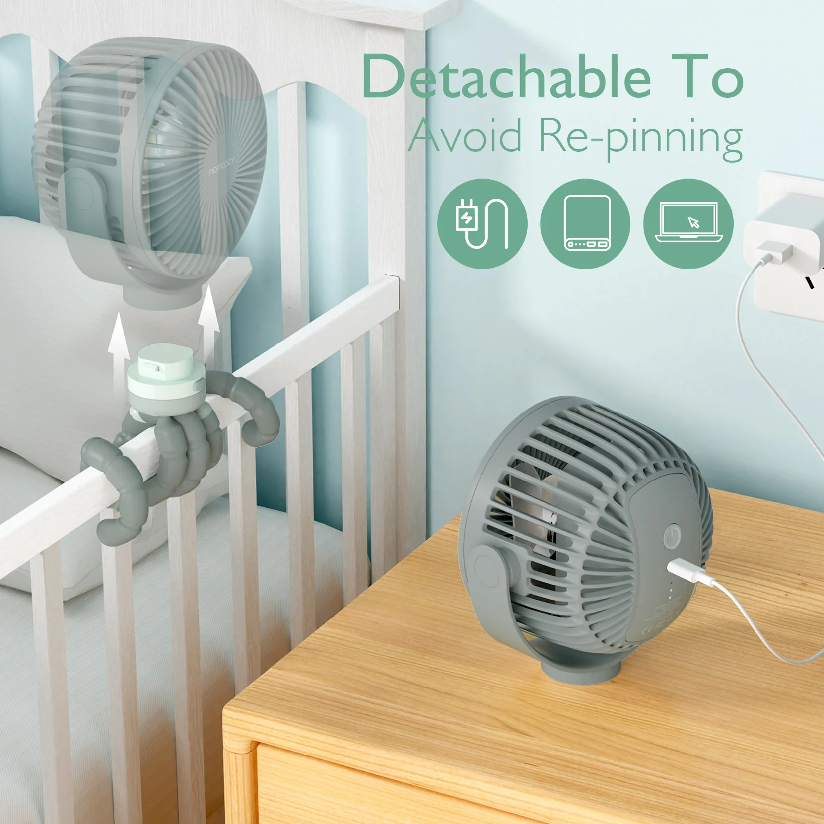 Wiederaufladbarer USB-Handventilator für die Reise - Image 36