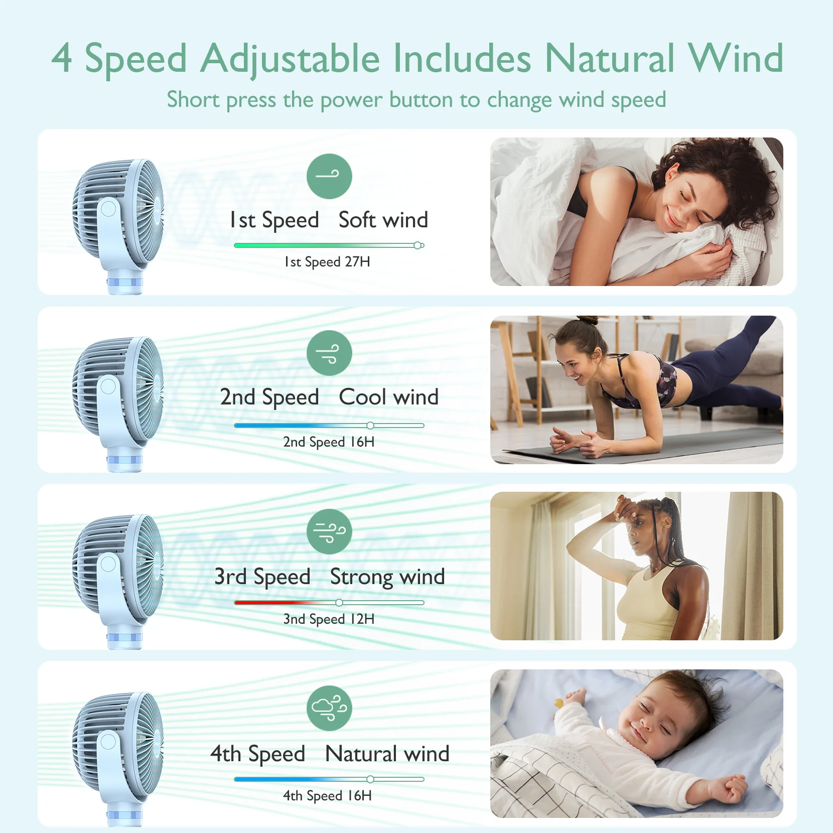 Wiederaufladbarer USB-Handventilator für die Reise - Image 45