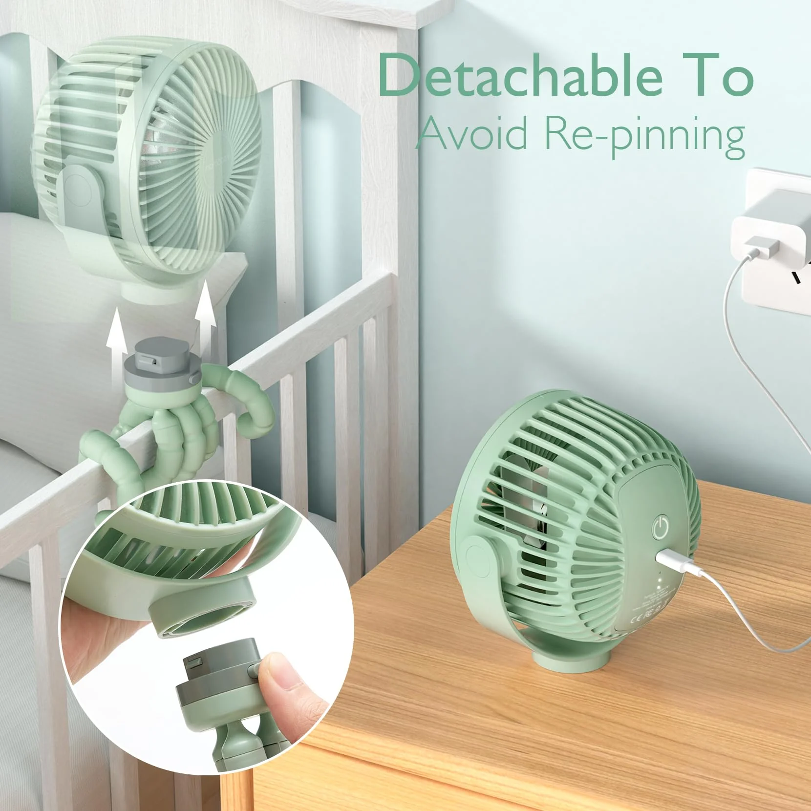 Wiederaufladbarer USB-Handventilator für die Reise - Image 6